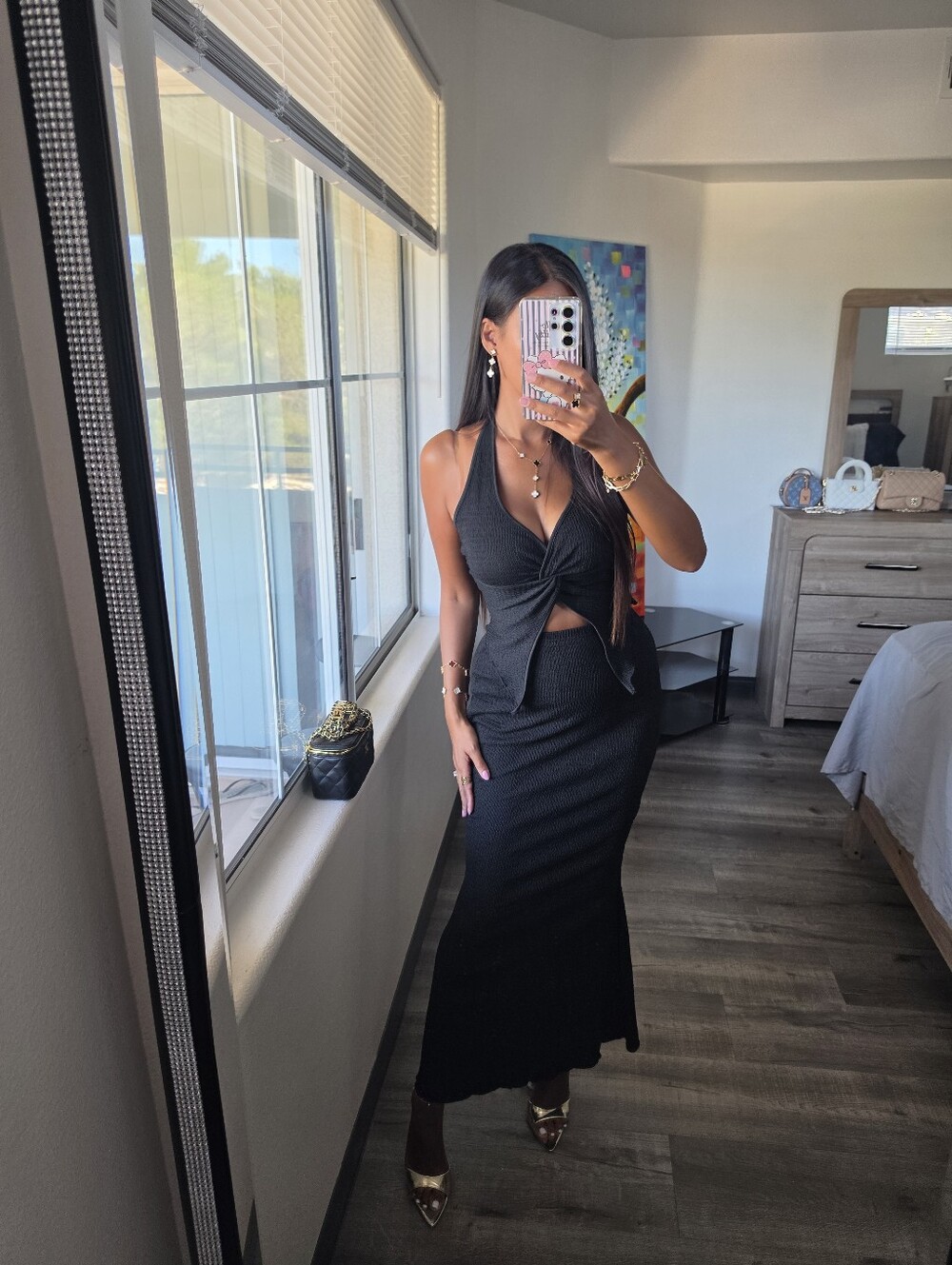 Chic Black Halter Cutout Maxi Dress - Picture 9 of 16